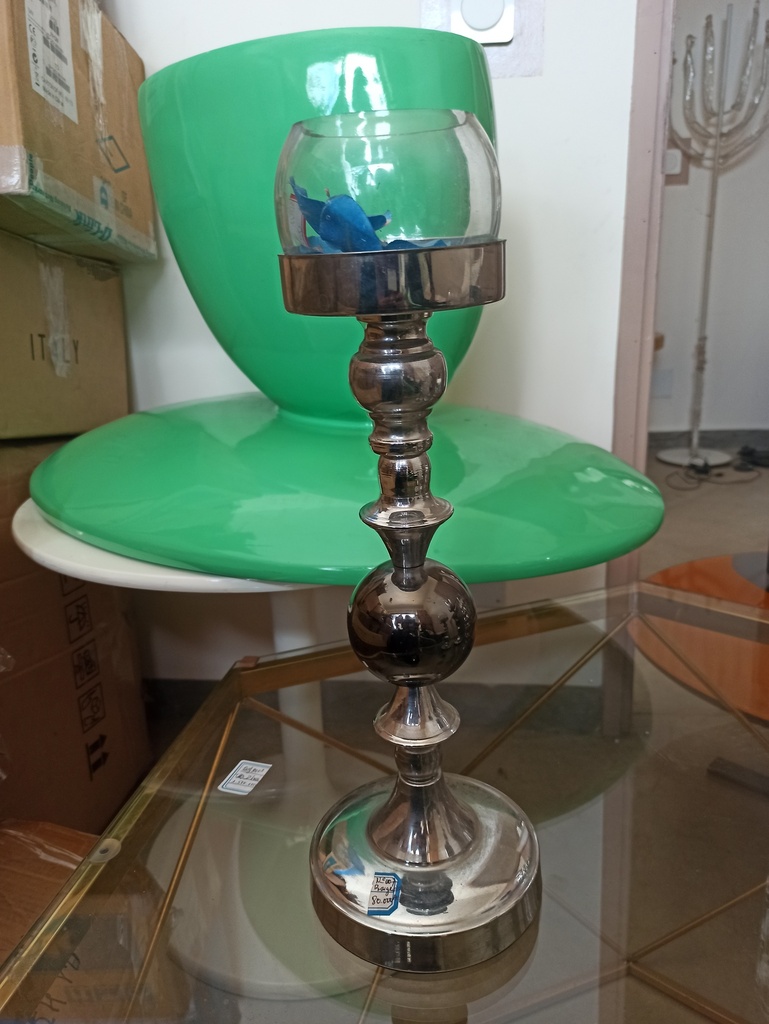 Bougeoir  argenté boule