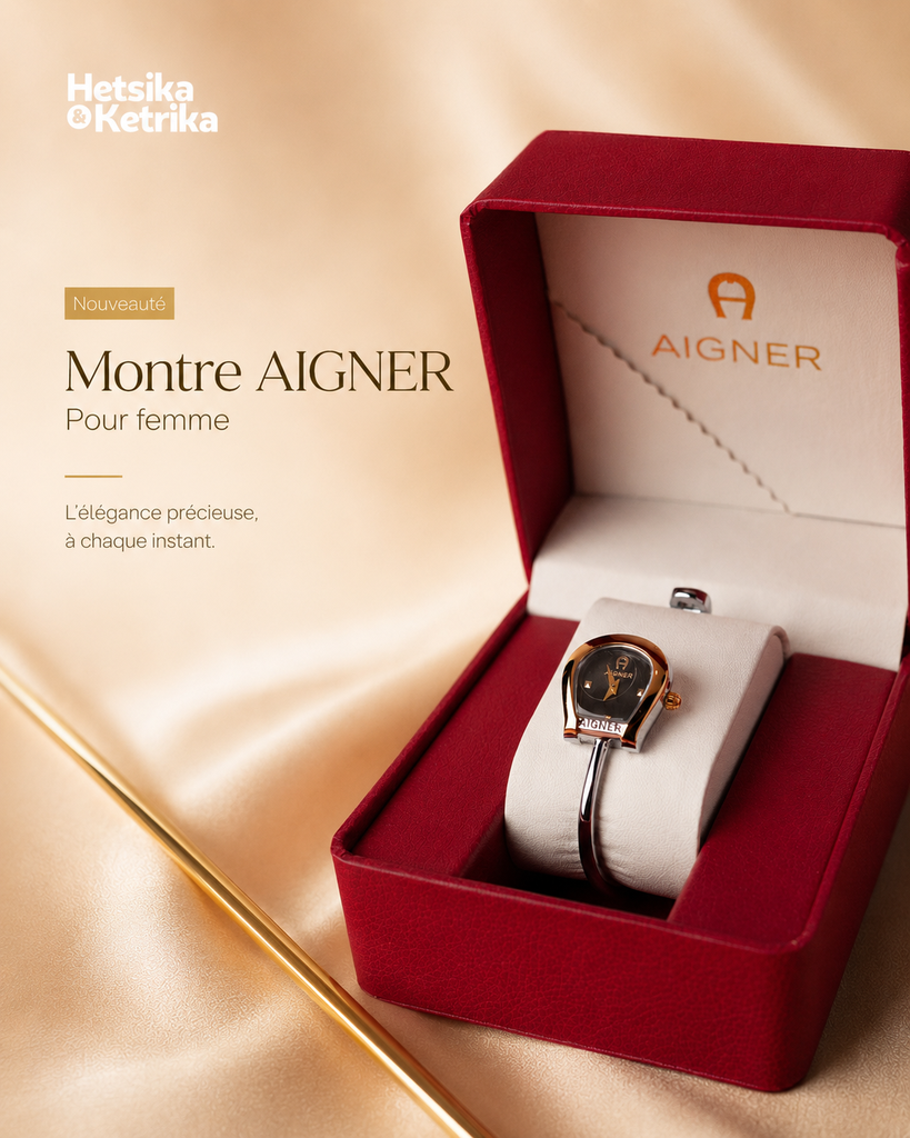 Montre AIGNER Cadran Noir Bracelet Argenté