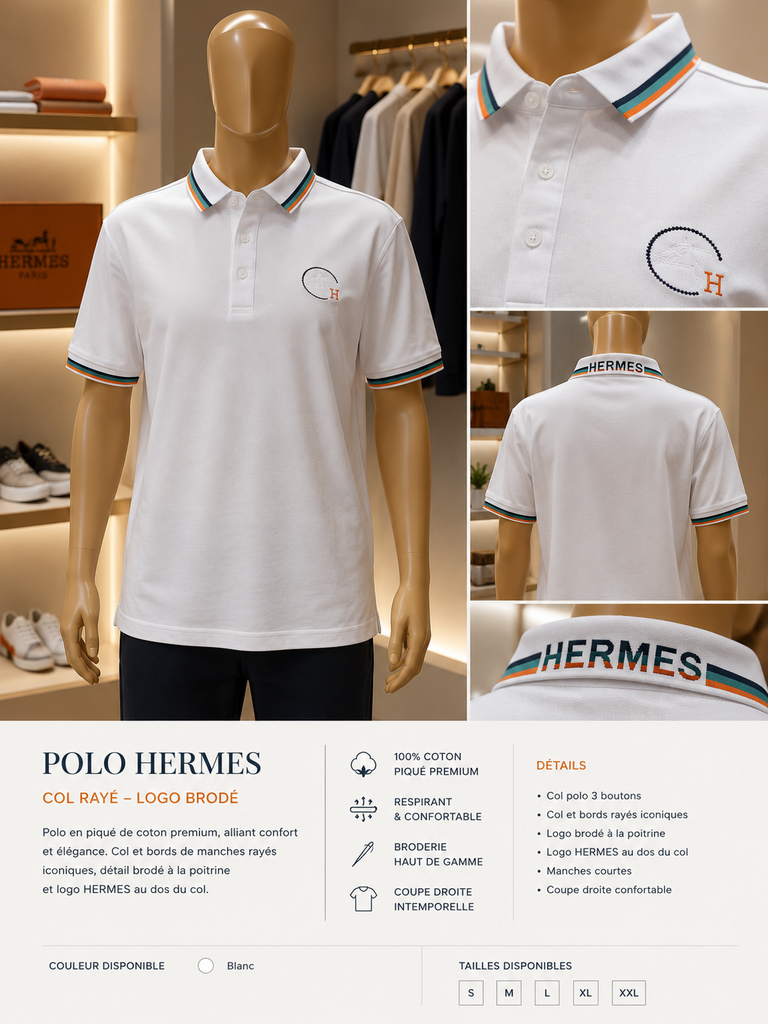 Polo Hermès Liserés Multicolores