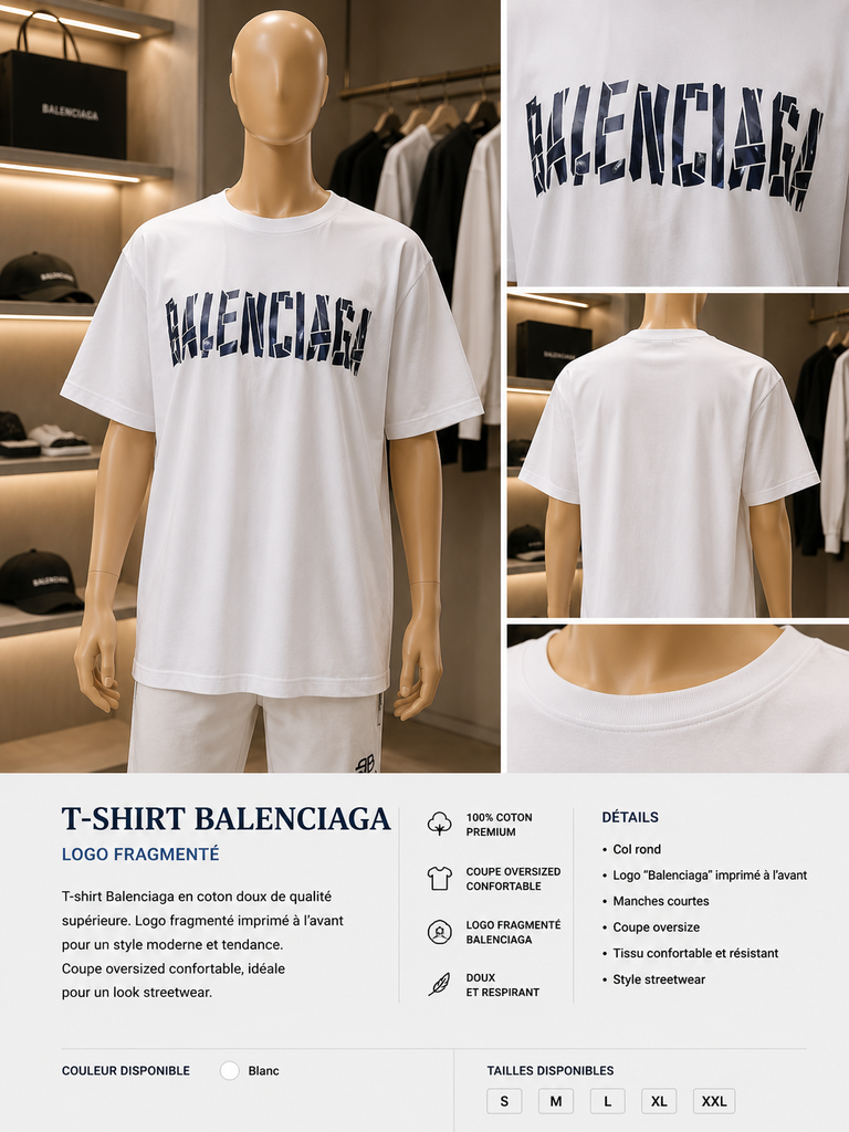 T-shirt Balenciaga Logo Fragmenté Oversize