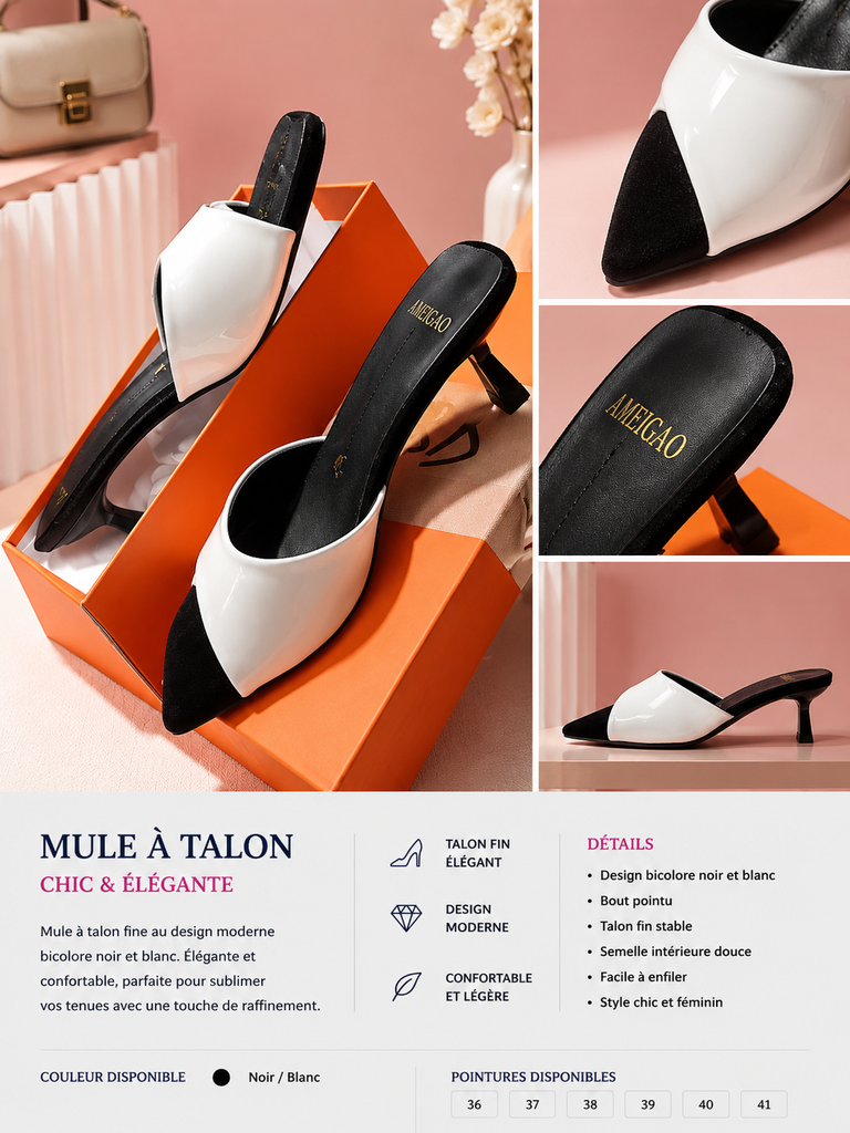 Mules Femme Ameigao à Talon Kitten