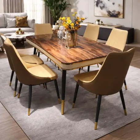 [MAI-MOB-MOM-0006] Table de Luxe marron jaune