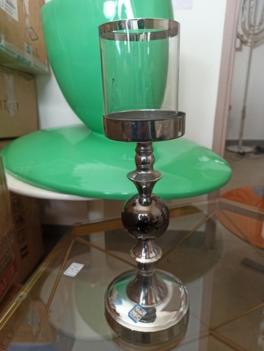 Bougeoir argenté vitre boule