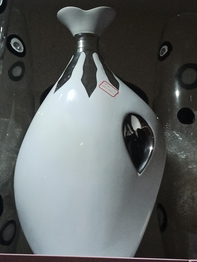 [ALL-0308] Vase Blanc et argenté