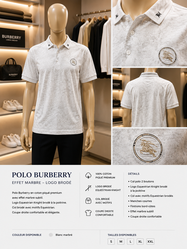 Polo Burberry Marbré Logo Cavalier Brodé