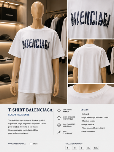 T-shirt Balenciaga Logo Fragmenté Oversize
